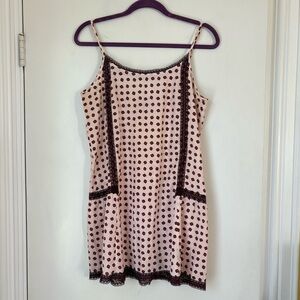 Aerie Pink Burgundy Printed Lace Trim Nightgown Slip Dress